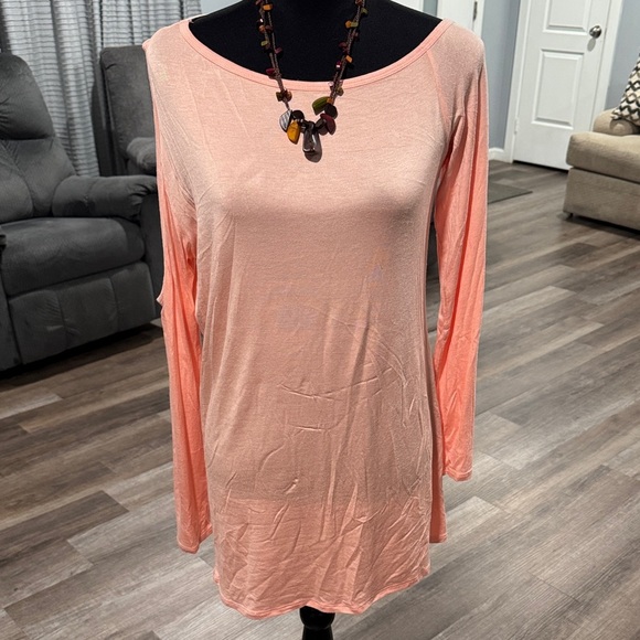 Go Couture Peach Long Sleeve Tunic - Picture 1 of 8